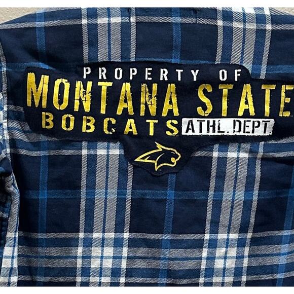 Montana State University Flannel Button Down Shirt Kids LARGE MSU Bobcats Gift - Picture 2 of 5